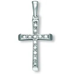 Ketten-Anhänger ONE ELEMENT "Zirkonia Kreuz Anhänger aus 333 Weißgold", silber, Schmuckanhänger, Damen, Weißgold 333, Damen Gold Schmuck