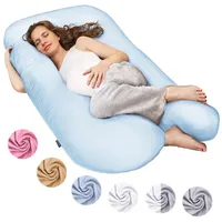 Smoothy Schwangerschaftskissen, Seitenschläferkissen, Lagerungskissen, Baby-Kissen & Stillkissen in U-Form mit abnehmbarem & waschbarem Bezug aus 100% Baumwolle (Junior XL, 120 x 70 cm, Hellblau)