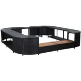 Cozynest -Umrandung Whirlpool Umrandung mit 2 hölzernen Spa-Stufen Spa Poolumrandung für Schwimmbecken Quadratisch Schwarz 268x268x55 Poly Rattan