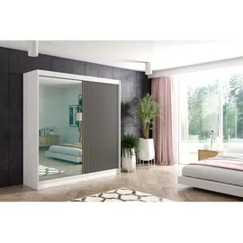 altdecor Schiebetürenschrank Vilan 200 x 215 x 61 cm Weiß/Schwarz
