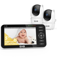 GHB Babyphone mit 2 Kameras 5 Zoll 720P HD IPS-Display Babyphone Kamera VOX-Modus Gegensprechen Nachtsicht Temperaturanzeige Modell 2023A2