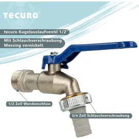 tecuro Kugelauslaufhahn 1/2 Zoll Messing vernickelt blau
