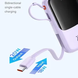Baseus Qpow Pro+ 10000mAh Powerbank 22.5W USB-C/USB-A mit Kabel - Violett