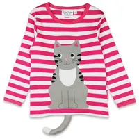 Toby Tiger Langarmshirt mit Kätzchen Applikation in rosa |