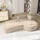 masseno ECKSOFA CORTIO M R-S Creme Velours-Stoff mit Schlaffunktion