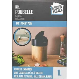 OEM Bambuskorb mit Deckel 1 l 1-tlg. Beige/Schwarz