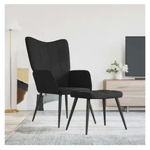 vidaXL Relaxsessel mit Hocker Stoff 64 x 66 x 0 cm Schwarz