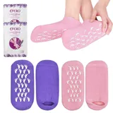 2 Paar Silikon-Feuchtigkeitssocken, Gel Socken zur Reparatur Erweichung Wiederverwendbare SPA Fußpflege Socken Rissiger Füße für Füße Schwielen Keratin, mit 2 Lavendel Fußmaske