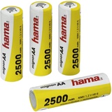 Hama AA Akkus 4er-Pack (2500 mAh, Alkali Akkus, 4x NiMH Batterie, 1,2 V)