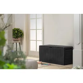 KETER Marvel Plus Aufbewahrungsbox, 270L Fassungsvermögen, wetterfest & langlebig, Sitzgelegenheit für 2 Personen, Grau, ideal für Garten, Terrasse & Balkon