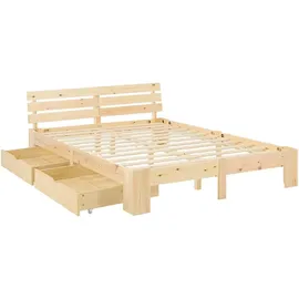 Homestyle4u Holzbett 160 x 200 cm Braun
