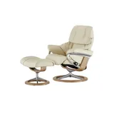 Stressless Relaxsessel Reno Leder 92 x 110 x 80 cm creme mit Hocker