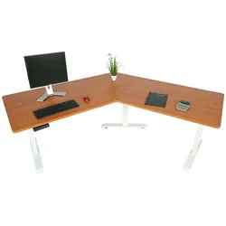 Schreibtisch MCW-D40, Computertisch, 120° elektrisch höhenverstellbar ~ natur, weiß