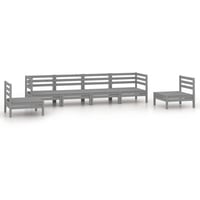 vidaXL 6-tlg Garten-Lounge-Set Grau Kiefer Massivholz