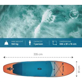 Wattsup SUP Board F11 335 x 81 x 15 cm blau