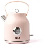 Name – Retro-wasserkocher – 1,7 Liter Fassungsvermögen – Edelstahl – Elektrischer Wasserkocher – Rosa – Temperaturanzeige – 360° Drehbar