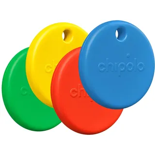 Chipolo POP Schlüsselfinder - Farbenfroher, kompatibler und lauter Bluetooth-Tracker mit Lass Dein Handy klingeln, kompatibel mit Apple Wo ist oder Google Mein Gerät Finden - 4 Pack (Farbmix)