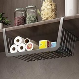 Hängekorb Regal, 2 Stück Unterregal Aufbewahrungskorb, Schrankkorb Zum Einhängen, Hängekorb aus Metall, Unter Schrank Lagerung Organizer, Regaleinhängekorb für Küche, Büro, Bad, Schrank , grau