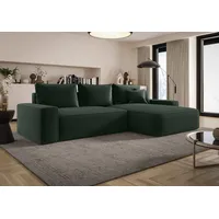 Fun Möbel Ecksofa Stoff mit Schlaffunktion 2-Sitzer Grün