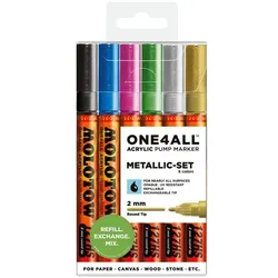 MOLOTOW 6er-Set Acryl-Pump-Marker »ONE 4 ALL 127 HS« Metallic-Set
