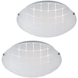 GLOBO 2er Set LED Deckenleuchte, Chrom, Glas opal, Durchmesser 25cm - Weiß