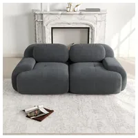 BBWL Sofa Loveseat-Sofa aus Cordstoff, modular kombinierbar, mit geschwungenen Armlehnen und rutschfester Unterseite grau
