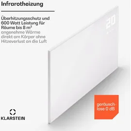 Klarstein Infrarotheizung mit Thermostat, 600W Elektroheizung, Smart Home Infrarotheizung zur Wandmontage, IR mit App-Steuerung & Erkennung Offener Fenster, Effizienter Feuchtraum Heizkörper CO2-Frei
