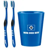 Hamburger SV HSV Zahnbürsten mit Zahnputzbecher als Set in klassischen Vereinsfarben Originaler Fanartikel