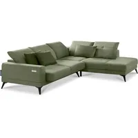 KONSIMO® Ecksofa DAVIDI Ecksofa, USB-Anschluss,verstellbare Kopfstützen grün