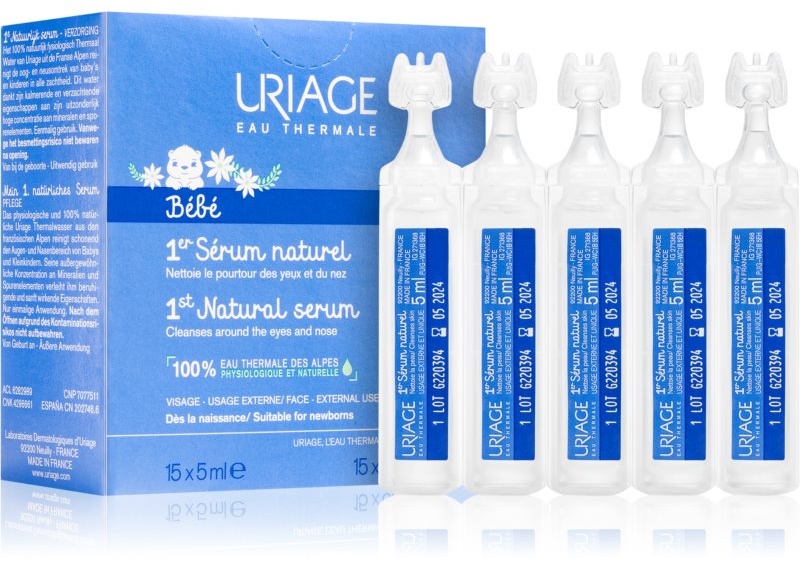Uriage Bébé 1st Natural Serum Serum zum Beruhigen der Augen und Nasenschleimhäute 15x5 ml