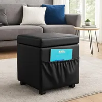 moebel-direkt-online Sitzhocker Polsterhocker Kunstleder Schwarz