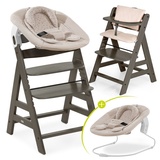 hauck Alpha Plus Select Charcoal 4-tlg. Newborn Set Disney Pooh - Hochstuhl + Neugeborenenaufsatz + Sitzkissen Beige