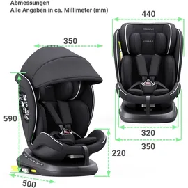 XOMAX 946i Kindersitz drehbar 360° mit ISOFIX, Liegefunktion I mitwachsend I 0-36 kg, 0-12 Jahre, Gruppe 0/1/2/3 I 5-Punkt-Gurt und 3-Punkt-Gurt I Bezug abnehmbar, waschbar I ECE R129