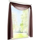 BAILEY JO 1er-Pack Querbehang Transparent Voile Freihanddeko Gardinen Schals (HxB 145x500cm, Kaffee)