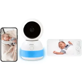 BÉABA BÉABA, Babyphone mit Videofunktion, 720p-HD-Bildschirm, 360°-Kamera, Nachtsicht, Handy-App, Nachtlicht, Walkie-Talkie, Schlaflieder, Thermometer und Luftfeuchtigkeitskontrolle, Zen Night Light