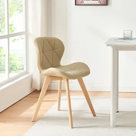 [en.casa] Esszimmerstuhl Älmhult Kunstleder beige 6er Set