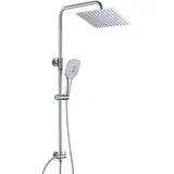 JOHO Duschset ohne Armatur, chrom, Edelstahl Duschsystem, Regendusche set, Überkopfbrause set, Duschgarnitur, eckige Kopfbrause 20x20cm