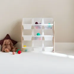 Aufbewahrungsregal für Kinder mit 9 Boxen Natur - sweeek