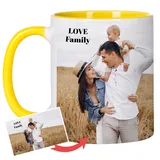 Wanapix | Personalisierte Tasse mit Foto/Text | Bedrucken/Fototasse/Motivtasse/Werbetasse/Firmentasse | Personalisierte Geschenke | 325ml | Becher aus Keramik | GELB