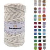 Sznurkomania, Geflochtene Baumwollkordel 5mm 100m, 46 Farben, Häkelkordel, Makramee Kordel, Makramee Garn, Premium Garn, Makramee Seil, (Ecru)