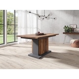 byLIVING BRITTA Säulentisch mit Auszug/Melamin Old Wood, anthrazit/Auszugstisch/Esszimmer-Tisch auf 190 cm x 75 x 80 cm