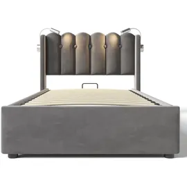 lanki international gmbh Polsterbett 90 x 160 cm Beige/Grau
