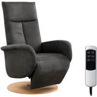 CAVADORE TV-Sessel Juba mit Akku / Fernsehsessel mit elektrisch verstellbarer Relaxfunktion / 2 E-Motoren / 75 x 112 x 82 / Lederoptik, Grau