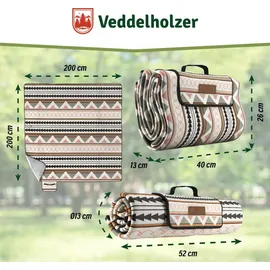 Veddelholzer Boho Picknickdecke 200 x 200 cm wasserdicht