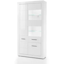 furn.design Vitrine 100 x 198 x 35 cm Weiß