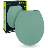 Sitzplatz® WC-Sitz mit Absenkautomatik, Dekor Trend Grün, Soft Touch, Toilettensitz mit Holzkern, Fast-Fix Schnellbefestigung, Metall-Scharniere, WC-Deckel, ovale Standard O Form universal, 407311