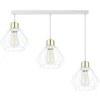 KAR LIGHTING Pendelleuchte 3-flammig aus Metall in Weiß mit Gold-Details, höhenverstellbar | E27 Fassung | LED geeignet | Hängelampe für Wohnzimmer, Esszimmer, Küche, Büro oder Schlafzimmer