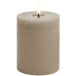 Uyuni LED Stumpenkerze 7,8x10cm melted rustic sandstone