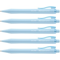 Faber-Castell 205201 - Kugelschreiber Daily Ball sky blue, 5 Stück, mit auswechselbarer XB Mine, dokumentenecht