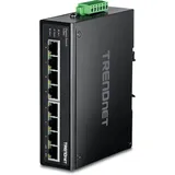TRENDNET TRENDnet, TI-G80, 8-Port Gigabit DIN Rail Industrial Switch, 16 Gbit/s Switching-Fähigkeit, IP30-zertifiziertes Metallgehäuse (-40 bis 167 °F), DIN-Schiene und Wandhalterungen enthalten